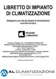 Libretto di impianto e manutenzione climatizzatori