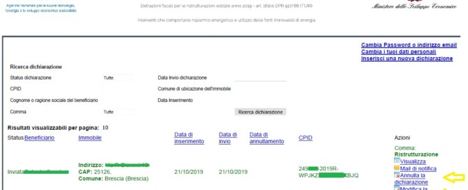 Modifica e annullamento pratica ENEA inviata bonus casa 2019