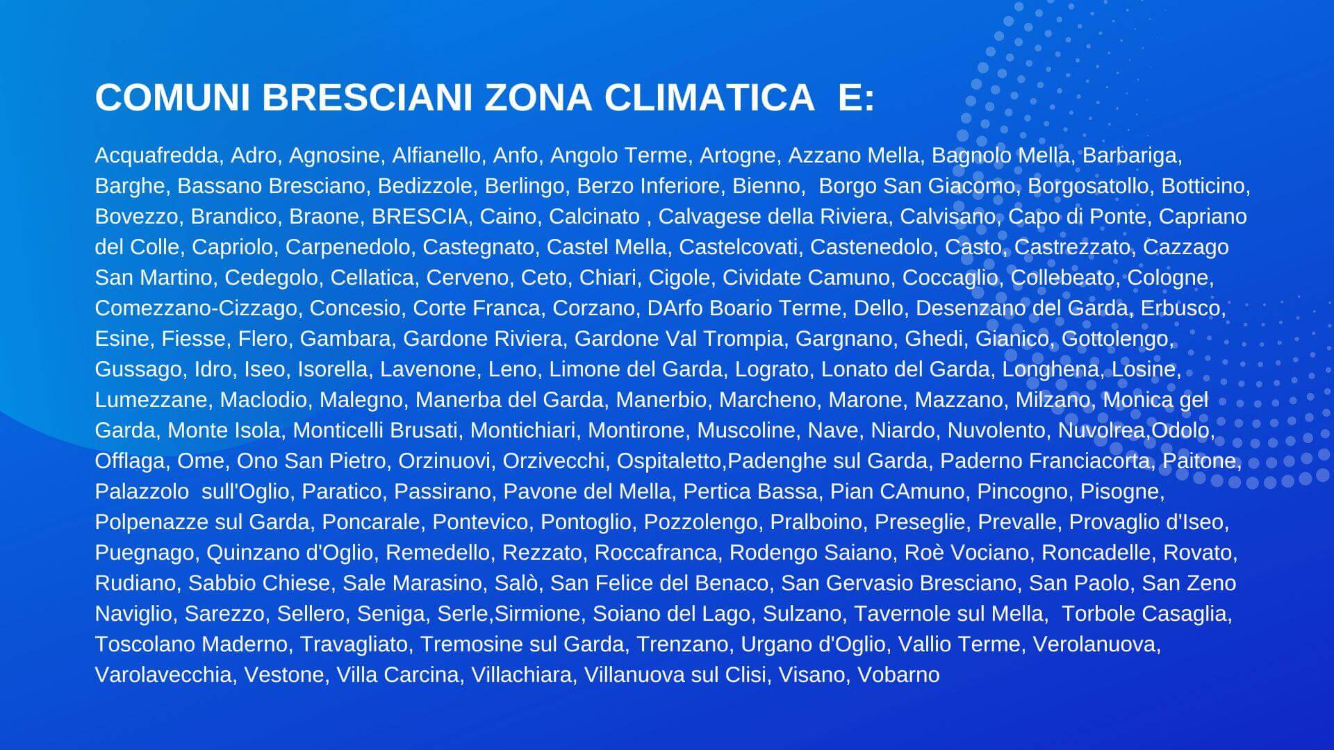 COMUNI ZONA CLIMATICA E BRESCIA