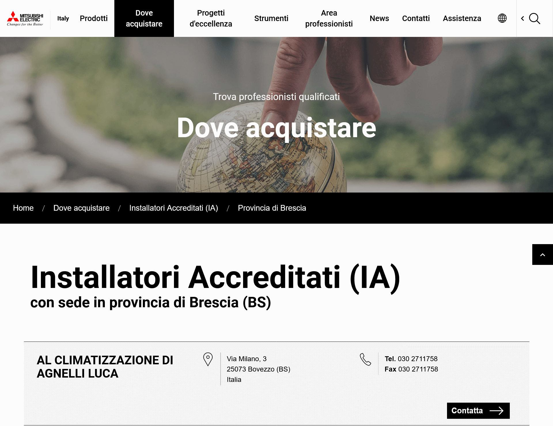 Provincia di Brescia - Installatori Accreditati (IA) - Dove acquistare - Climatizzazione - Sito Ufficiale MITSUBISHI ELECTRIC Italia